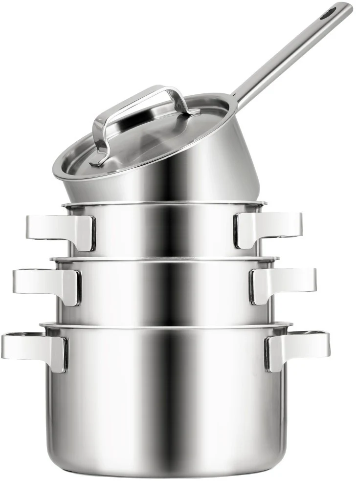 Batterie de cuisine Sola Ruby 4 pièces Premium Triply Inox - Casserole ø 16, 18, 20 cm & Casserole ø 16 cm - Induction compatible