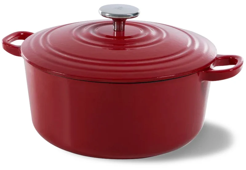Batterie de cuisine BK Bourgogne Chili Red Fonte 3 pièces - Cocotte ø 24, 28 cm & Poêle-gril 26x26 cm - compatible avec toutes les sources de chaleur