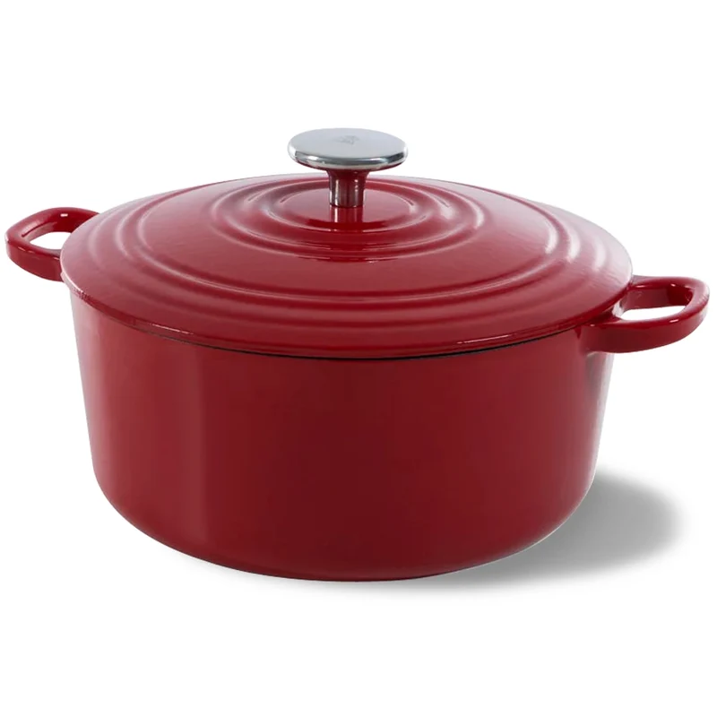 Batterie de cuisine BK Bourgogne Chili Red Fonte 3 pièces - Cocotte ø 24, 28 cm & Poêle-gril 26x26 cm - compatible avec toutes les sources de chaleur