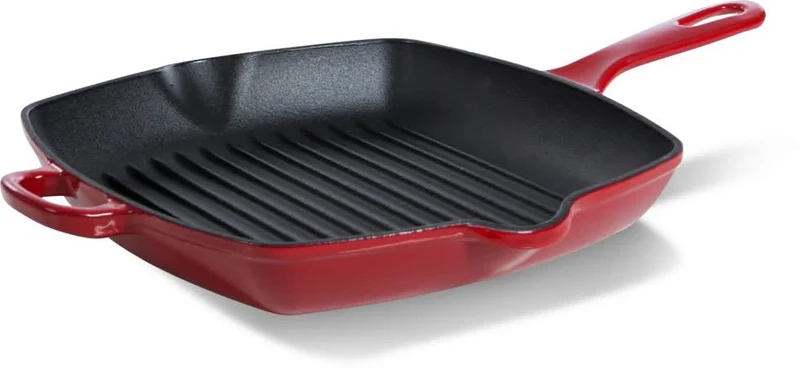 Batterie de cuisine BK Bourgogne Chili Red Fonte 3 pièces - Cocotte ø 24, 28 cm & Poêle-gril 26x26 cm - compatible avec toutes les sources de chaleur