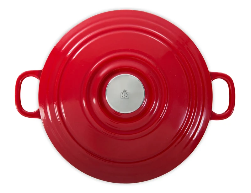 Batterie de cuisine BK Bourgogne Chili Red Fonte 3 pièces - Cocotte ø 24, 28 cm & Poêle-gril 26x26 cm - compatible avec toutes les sources de chaleur