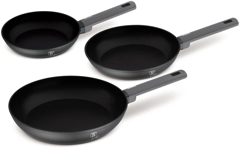 Batterie de cuisine Poêle BerlingerHaus Mat Anthracite 3-Pièces - ø 20, 24 & 28 cm - compatible avec toutes les sources de chaleur - revêtement antiadhésif standard