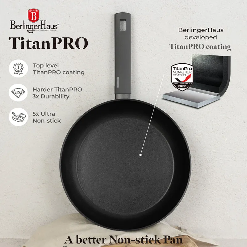 Batterie de cuisine Poêle BerlingerHaus Mat Anthracite 3-Pièces - ø 20, 24 & 28 cm - compatible avec toutes les sources de chaleur - revêtement antiadhésif standard