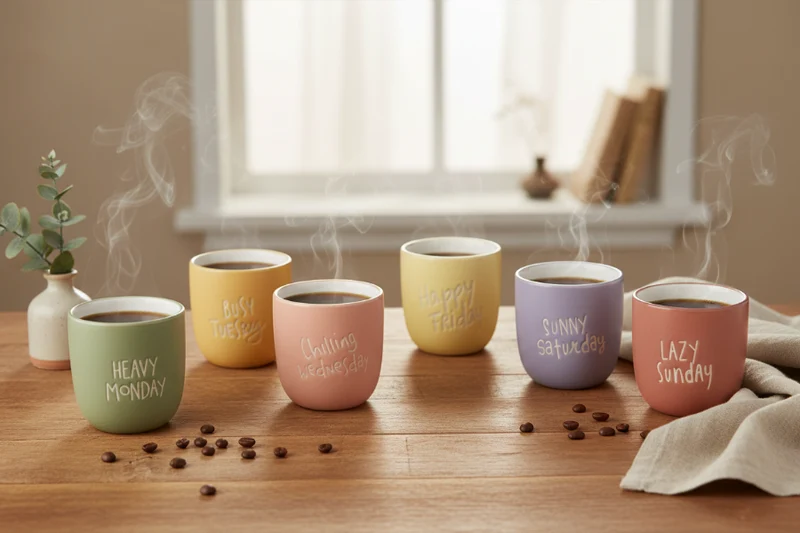 Ensemble de tasses à café Cookinglife - en céramique - Daily - 220 ml - 7 pièces