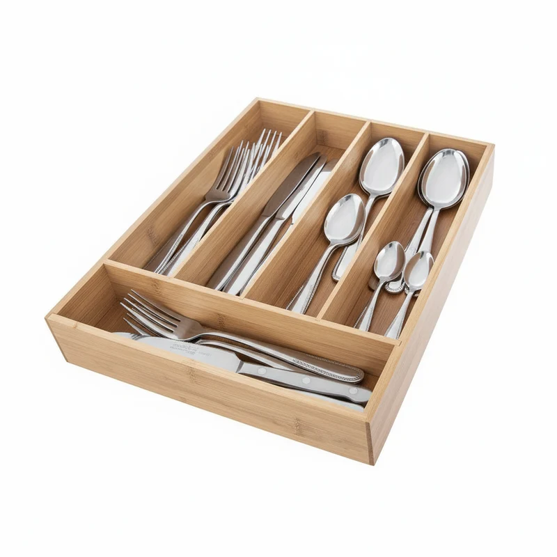 Plateau à couverts Cookinglife - Range-couverts - en bambou - 35 x 26 x 5 cm