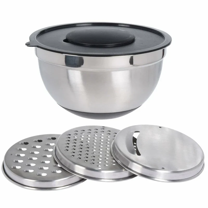 Ensemble de bol mélangeur Cookinglife - Râpes - en inox - 25,5x14 cm - 4 pièces