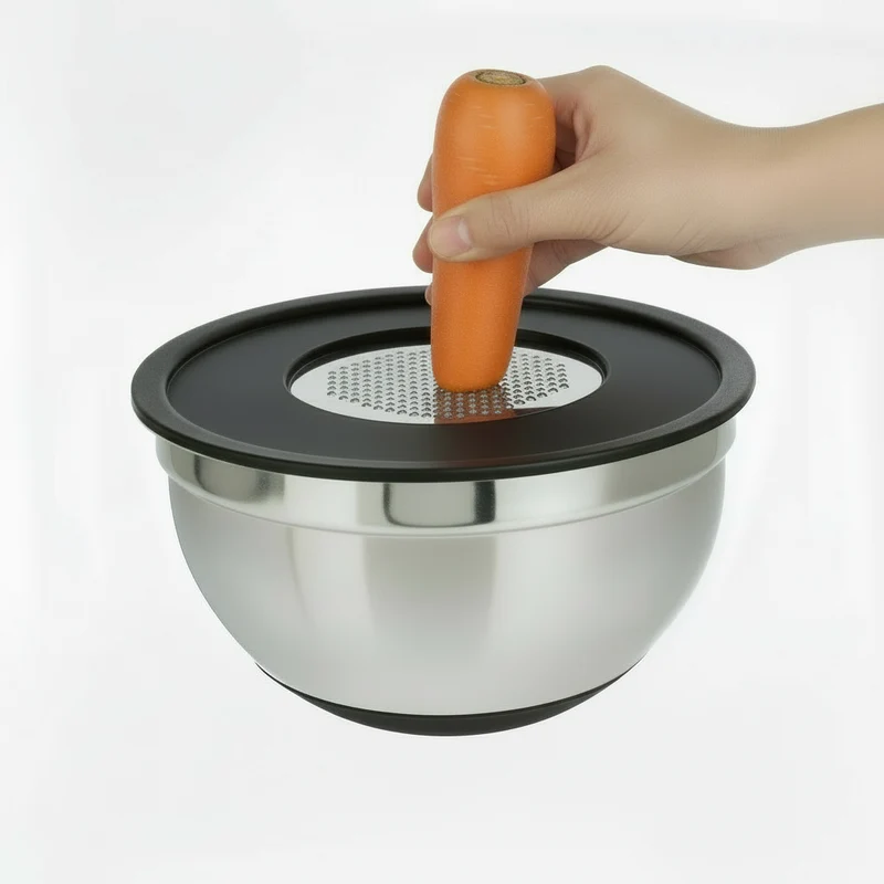 Ensemble de bol mélangeur Cookinglife - Râpes - en inox - 25,5x14 cm - 4 pièces