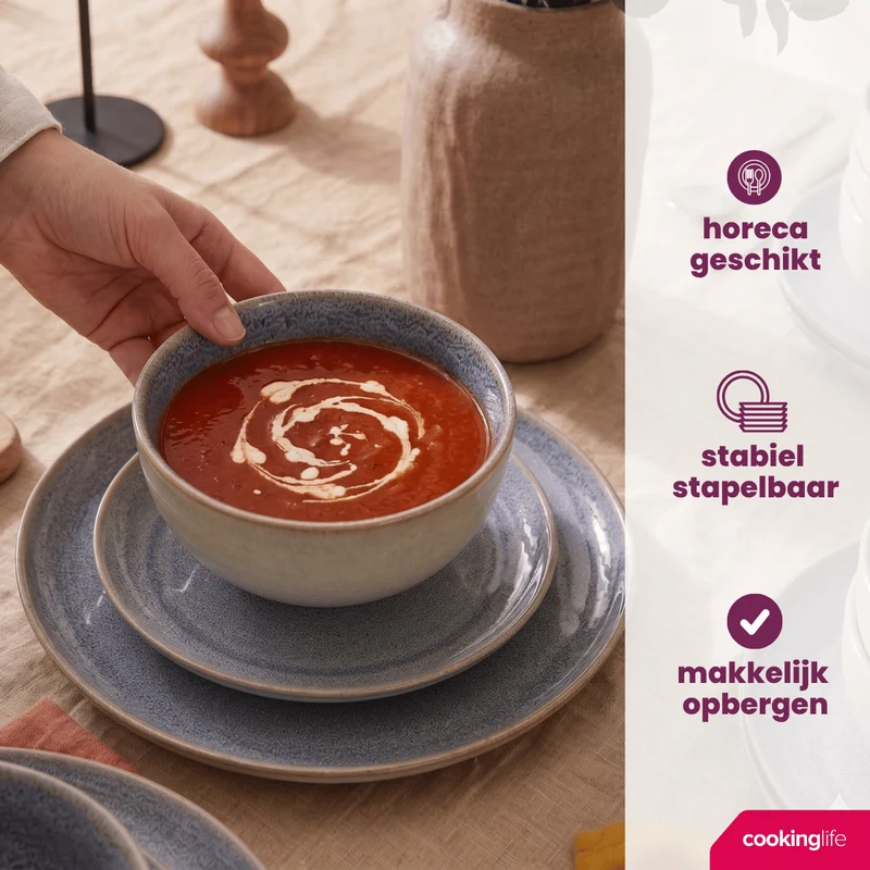 Ensemble de vaisselle Cookinglife - Serviesset 4 personnes - Serene - 12 pièces