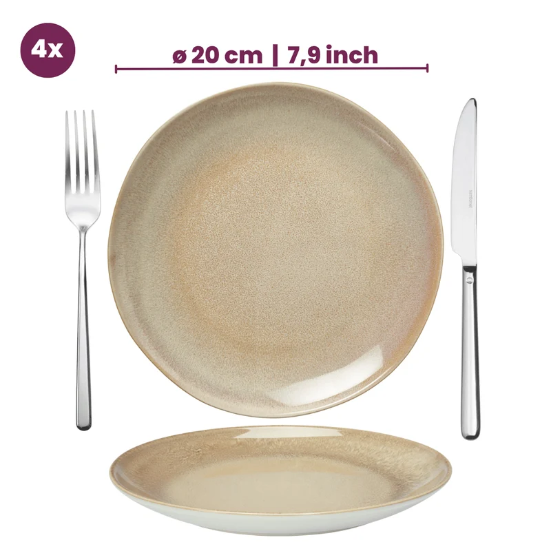 Service de table 12 pièces Cookinglife Serene Sand / 4 personnes - 4 assiettes plates, 4 assiettes à dessert et 4 bols