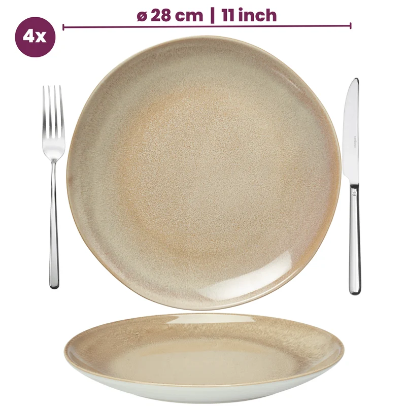 Service de table 12 pièces Cookinglife Serene Sand / 4 personnes - 4 assiettes plates, 4 assiettes à dessert et 4 bols