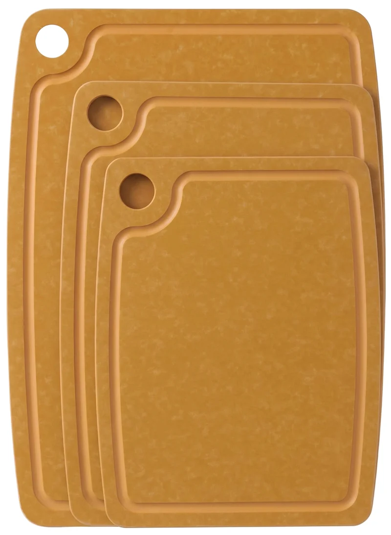 Set de planches à découper Hendi antidérapantes - compatible lave-vaisselle - bois fibreux marron - 3 pièces