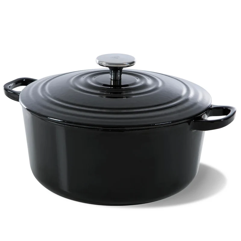 Batterie de cuisine BK Bourgogne Jet Black Fonte 3 pièces - Cocotte ø 24, 28 cm & Poêle-gril 26x26 cm - compatible avec toutes les sources de chaleur