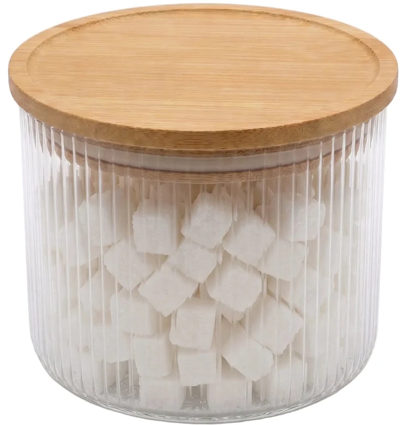 Pots de conservation set Cookinglife Boro Lines - Verre couvercle en bambou - ø 11 cm - 600 ml - 3 pièces