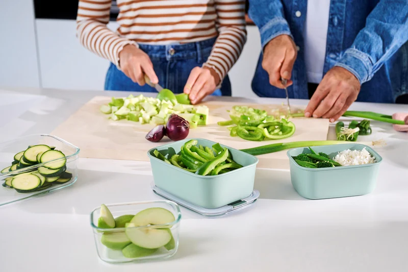 Plat à four / Plat à lasagne avec couvercle Mepal EasyClip Nordic Sage - Verre - 1,5 litre