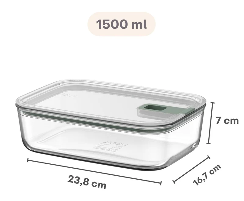 Plat à four / Plat à lasagne avec couvercle Mepal EasyClip Nordic Sage - Verre - 1,5 litre