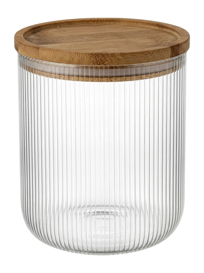 Pots de conservation set Cookinglife Boro Lines - Verre couvercle en bambou - ø 11 cm - 980 ml - 3 pièces