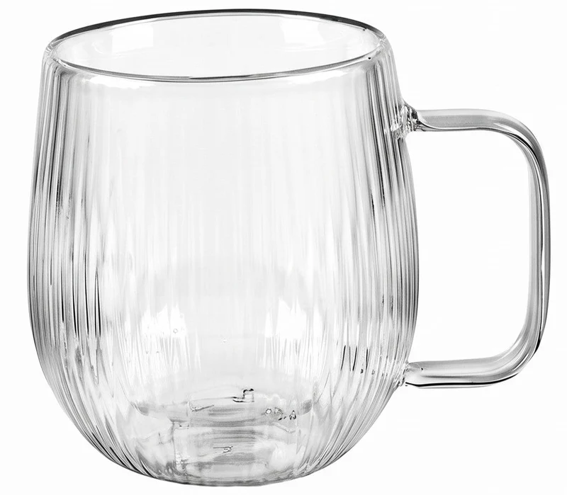 Tasses à café / thé Cookinglife Lines - en verre double paroi avec anse - 350 ml - 2 pièces