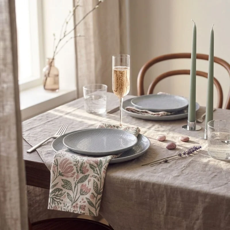 Service de table Cookinglife Linen Gris 18 pièces / 6 personnes - 6 assiettes à dîner, 6 assiettes à petit-déjeuner et 6 bols