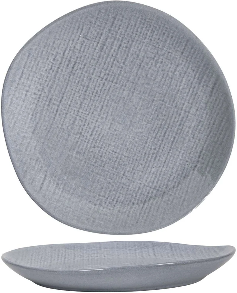 Service de table Cookinglife Linen Gris 18 pièces / 6 personnes - 6 assiettes à dîner, 6 assiettes à petit-déjeuner et 6 bols