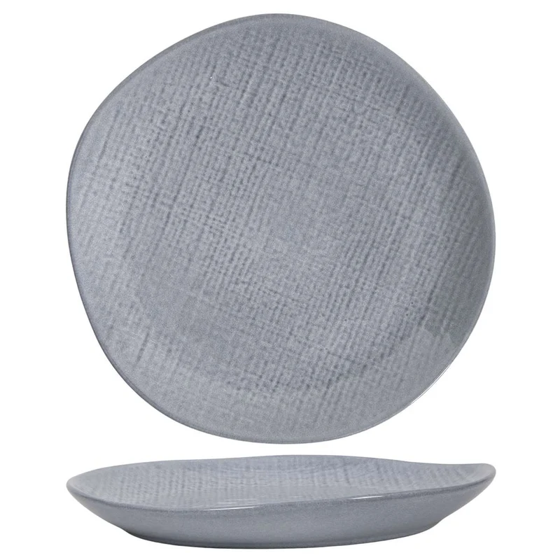 Service de table Cookinglife Linen Gris 18 pièces / 6 personnes - 6 assiettes à dîner, 6 assiettes à petit-déjeuner et 6 bols