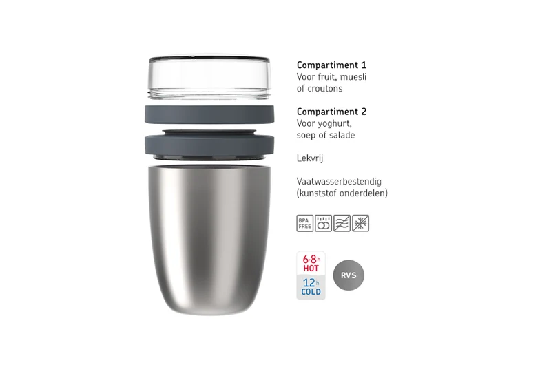 Isotherme Mug Yaourt & Céréales / bol lunch Mepal Ellipse Vivid Mauve - 500 ml + 200 ml