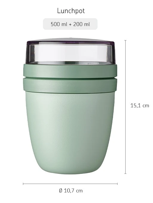 Mug Yaourt & Céréales / bol lunch Mepal Ellipse Nordic Sage - 500 ml + 200 ml