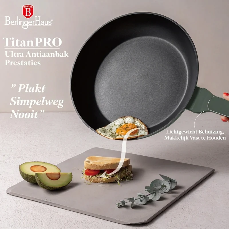 Ensemble de Casseroles BerlingerHaus 11 Pièces Vert Mat - Casseroles ø 16, 20, 24, 28 cm & Poêles ø 24, 28 cm - Tous Feux Dont Induction