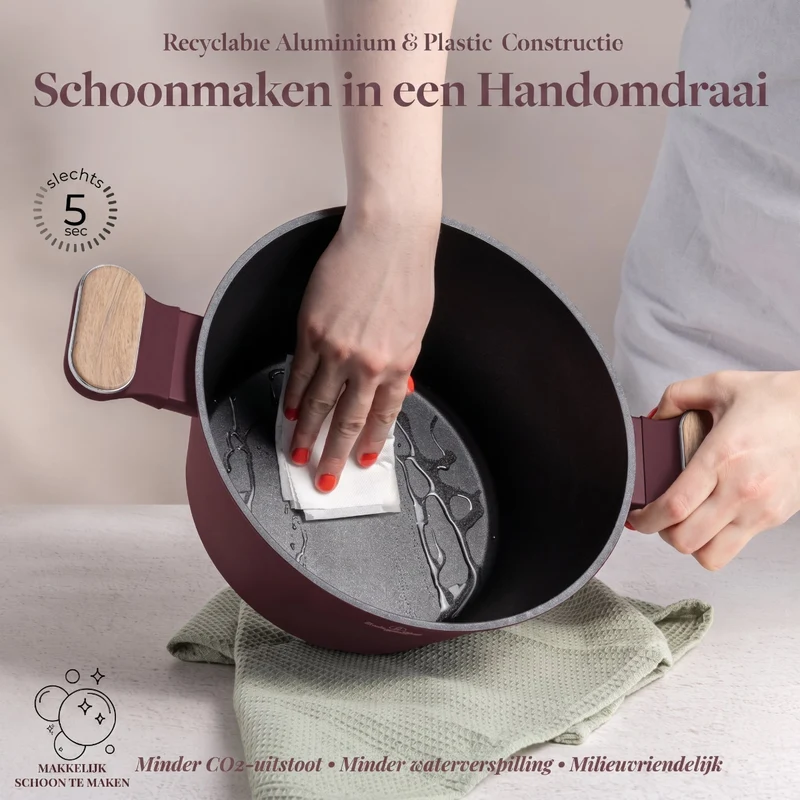Ensemble de Casseroles BerlingerHaus Nordic 7 Pièces Bordeaux Mat - Casseroles ø 20, 24, 28 cm & Poêles ø 20, 24 cm - Tous Feux Dont Induction