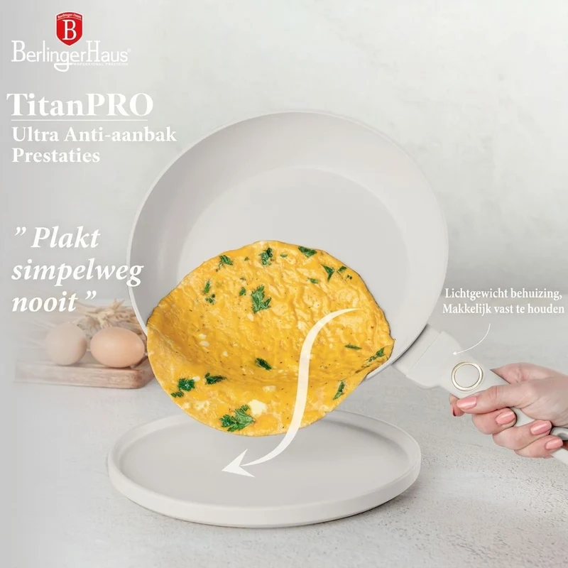 Ensemble de Casseroles BerlingerHaus 11 Pièces Crème Mat - Casseroles ø 16, 20, 24, 28 cm & Poêles ø 24, 28 cm - Tous Feux Dont Induction