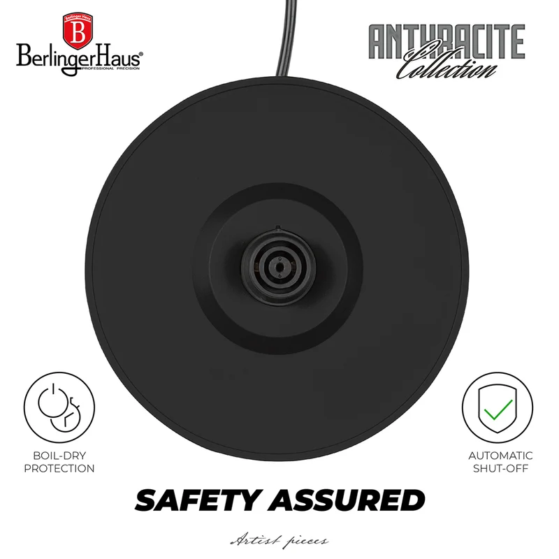 Bouilloire Électrique BerlingerHaus Mat Anthracite - avec Thermomètre - 1,7 L - 2200W