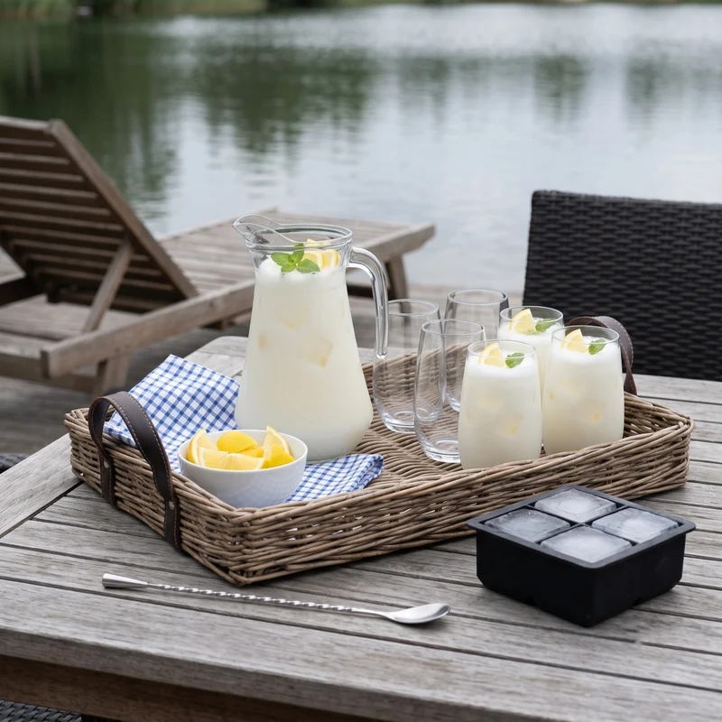 Set à cocktail Vanessa - Carafe 1,6 L avec 6 Verres Longdrink 390 ml, Cuillère à cocktail & Moule à glaçons