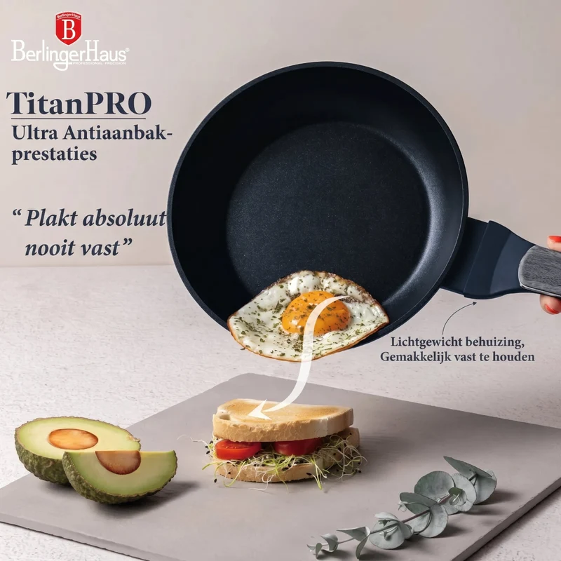 Ensemble de Casseroles BerlingerHaus 11 Pièces Bleu Mat - Casseroles ø 16, 20, 24, 28 cm & Poêles ø 24, 28 cm - Tous Feux Dont Induction