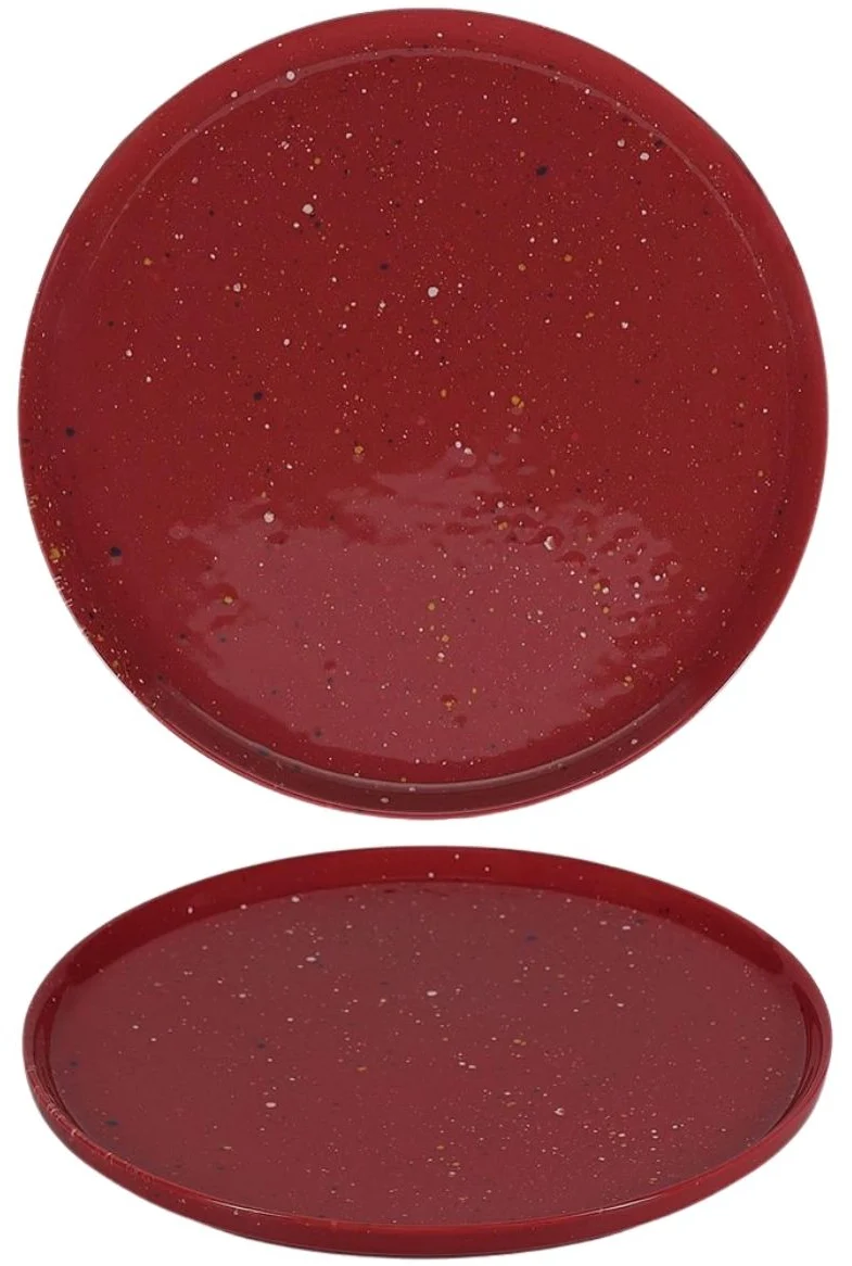 Ensemble de vaisselle ONA Fika Burgundy 12 pièces / 4 personnes - 4 assiettes à dîner, 4 assiettes à petit-déjeuner et 4 bols