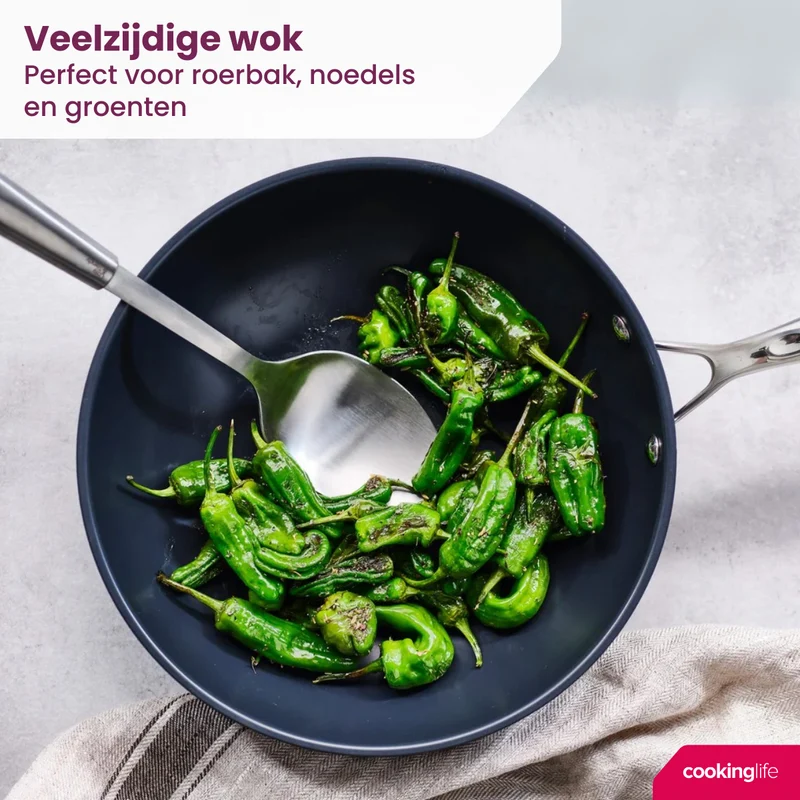Ensemble de poêles Cookinglife Revolt 3 pièces - Wok 28 cm + Poêles 24 & 28 cm - compatible avec toutes les sources de chaleur - revêtement antiadhésif en céramique