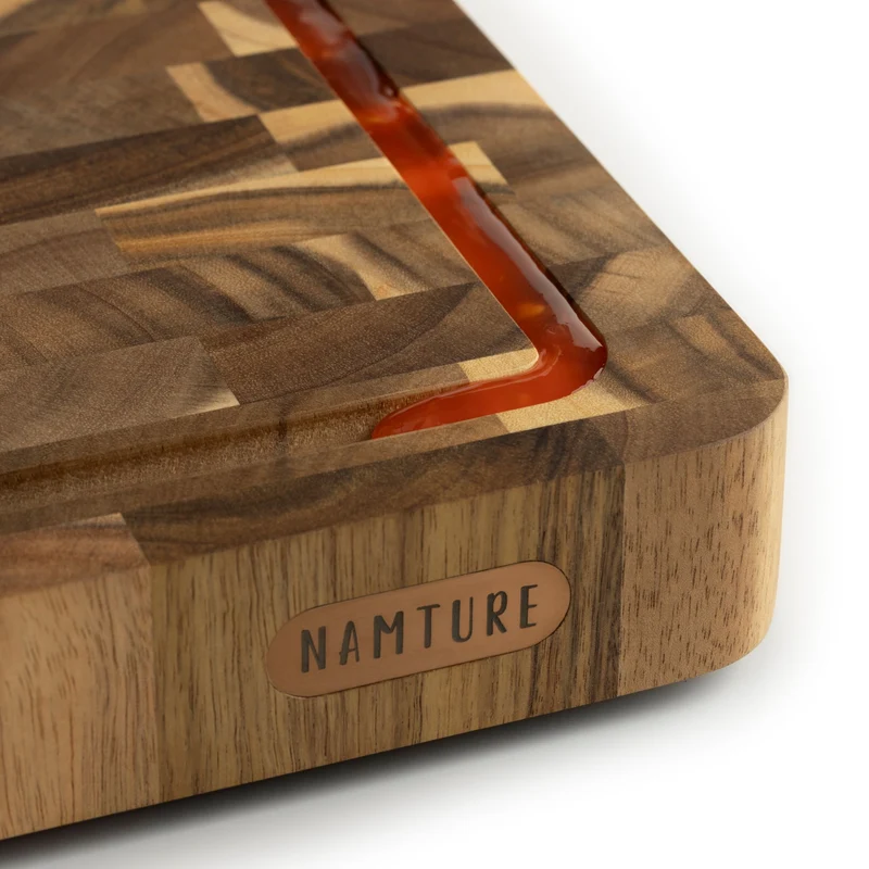 Ensemble de planches à découper Namture Acacia Bois de bout 2 pièces - M & XL - Planches à découper en bois