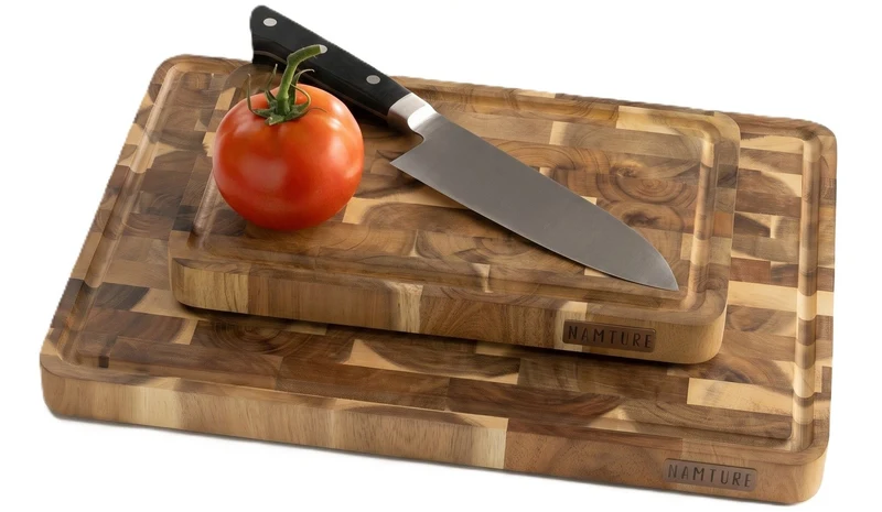 Ensemble de planches à découper Namture Acacia Bois de bout 2 pièces - M & XL - Planches à découper en bois