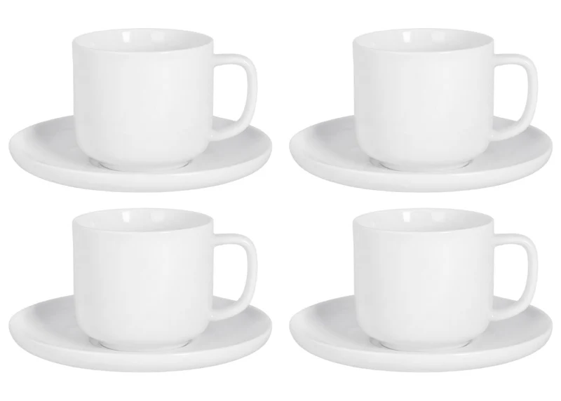 Tasses à café avec soucoupes Cosy & Trendy Moon White 200 ml - 4 pièces