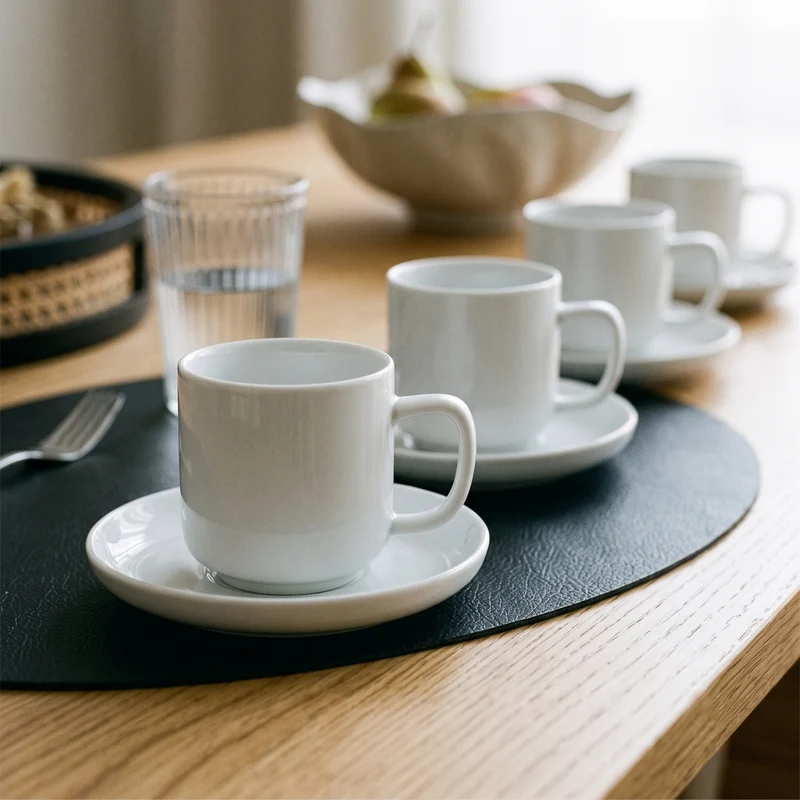 Tasses à café avec soucoupes Cosy & Trendy Moon White 200 ml - 4 pièces
