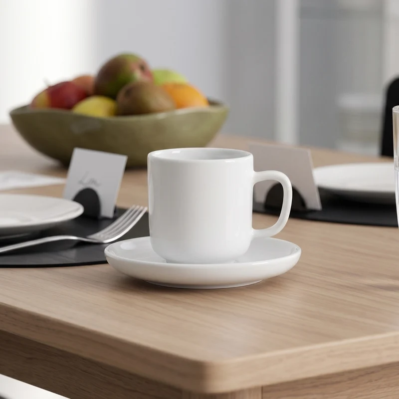Tasses à café avec soucoupes Cosy & Trendy Moon White 200 ml - 4 pièces