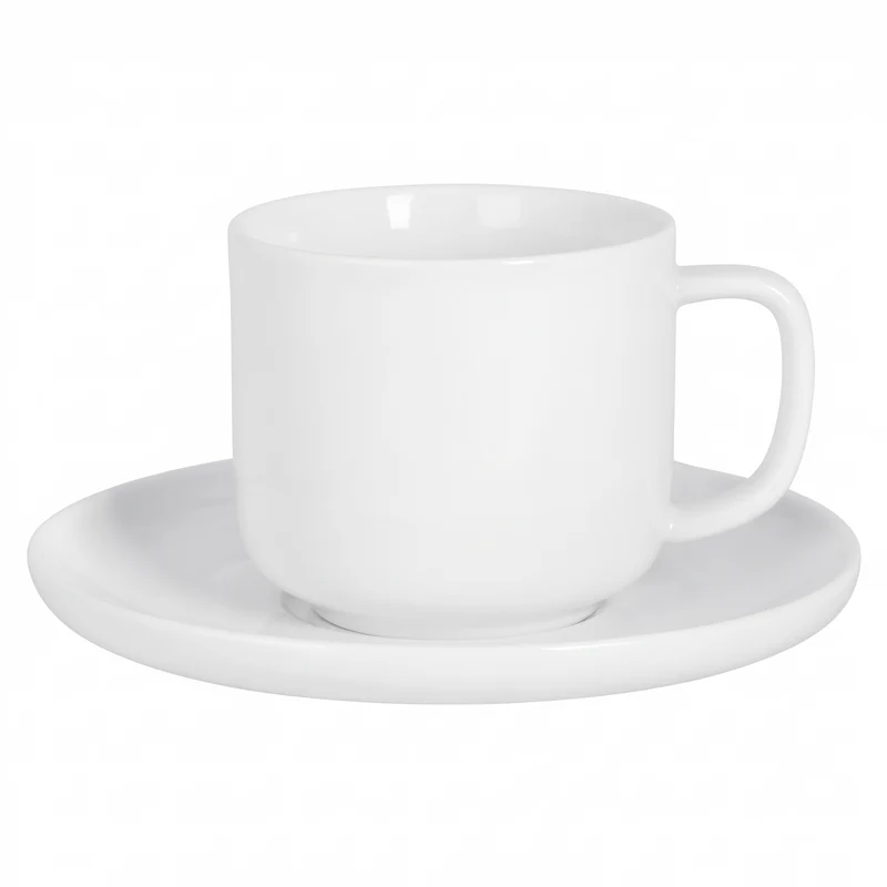 Tasses à café avec soucoupes Cosy & Trendy Moon White 200 ml - 4 pièces