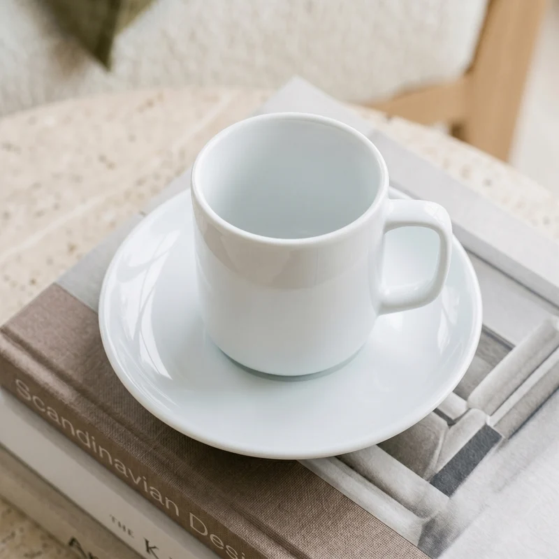 Tasses à espresso avec soucoupes Cosy & Trendy Moon White 90 ml - 4 pièces