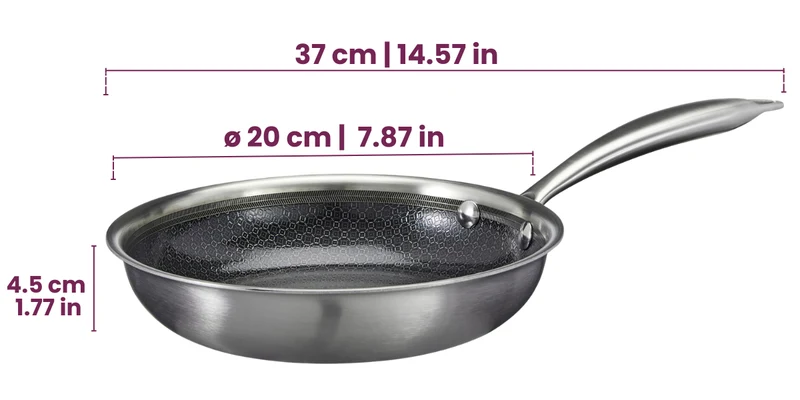 Batterie de cuisine Poêle Cookinglife HexaCook Hybride 3 pièces - ø 20, 24 & 28 cm - ANTI-ADHÉSIF - compatible avec toutes les sources de chaleur - revêtement antiadhésif en céramique