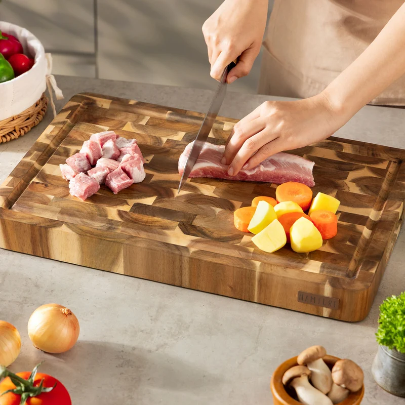 Namture Bloc de découpe / Planche à découper Acacia Classic - 45 x 30 cm - Planche à préparation en bois
