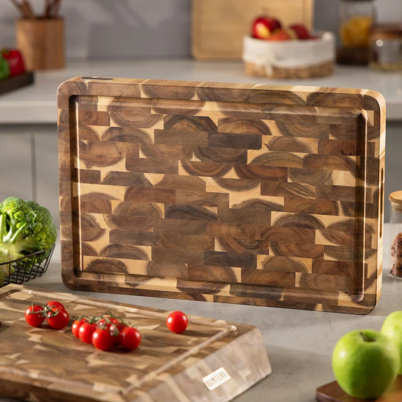 Namture Bloc de découpe / Planche à découper Acacia Classic - 45 x 30 cm - Planche à préparation en bois