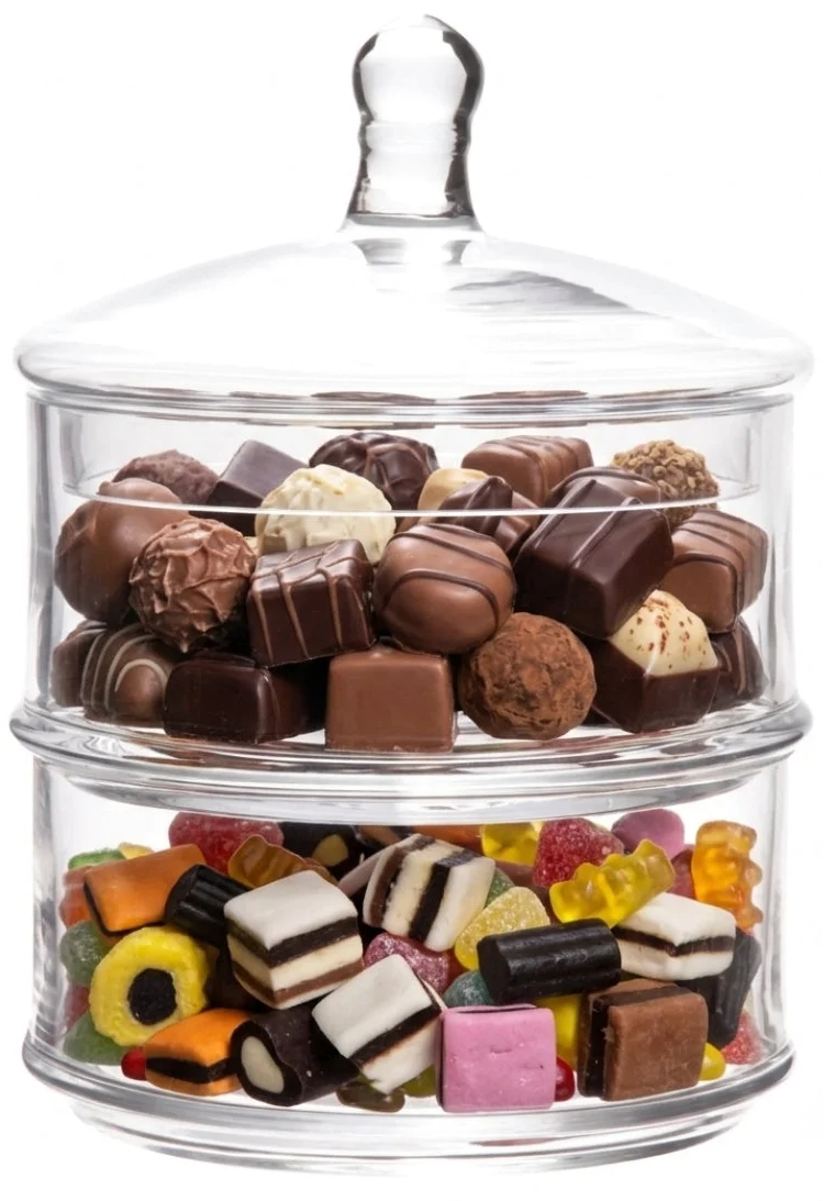 Bonbonnière en verre Cosy & Trendy - 2 étages - Ø 12 cm