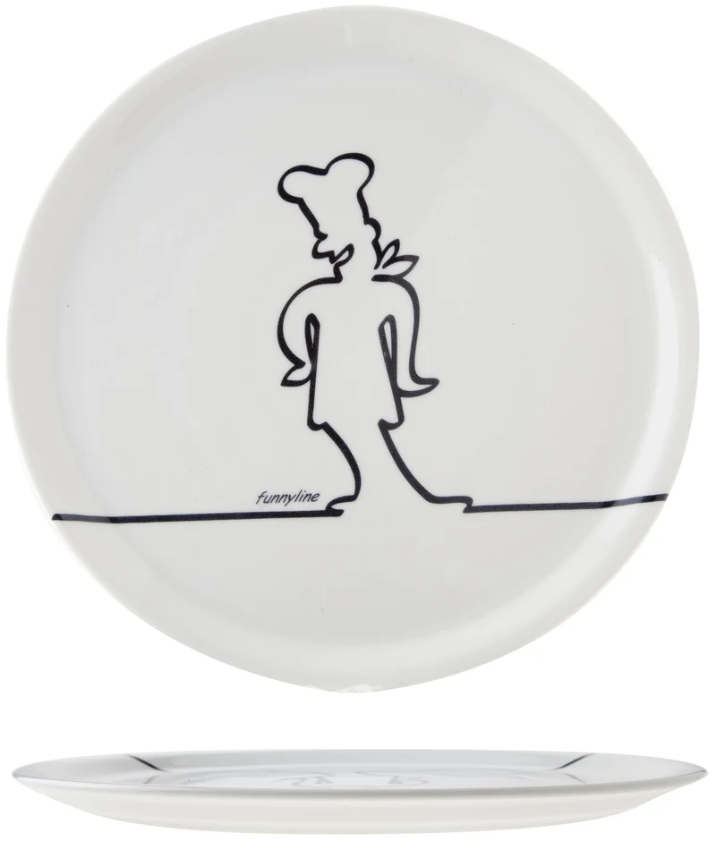 Assiettes à pizza Cosy & Trendy Funnyline Noir / Blanc - ø 31 cm - 6 pièces
