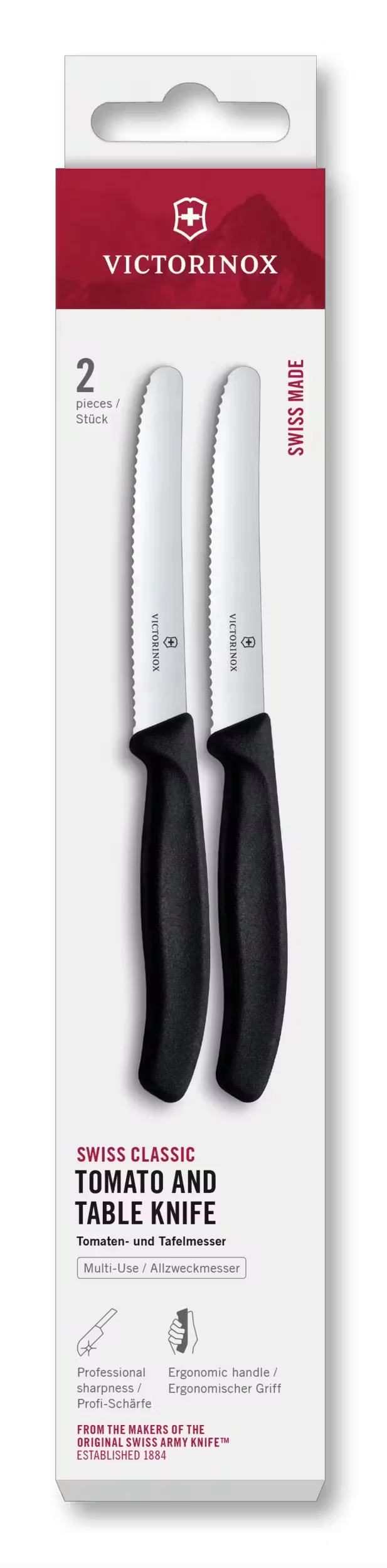 Couteaux à tomates Victorinox Swiss Classic Crantés Noir - 11 cm - 2 pièces
