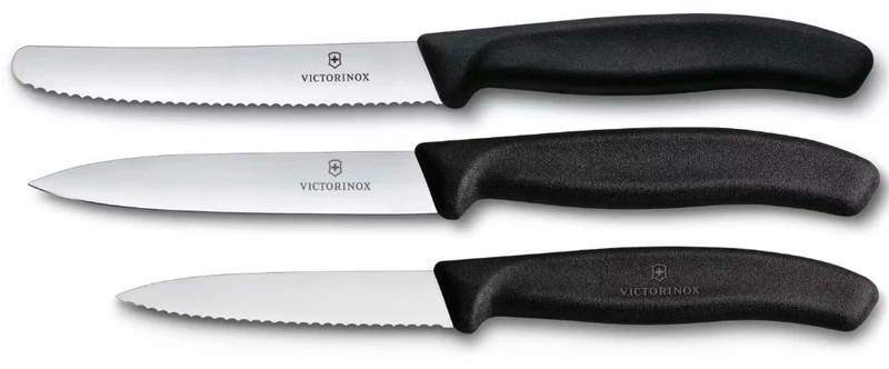 Ensemble de couteaux d'office Victorinox Swiss Classic Noir 3 pièces - Couteau à tomates, Couteau d'office & Couteau éplucheur