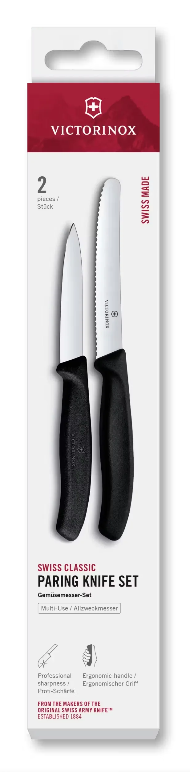 Ensemble de couteaux d'office Victorinox Swiss Classic Noir 2 pièces - Couteau à tomates & couteau éplucheur