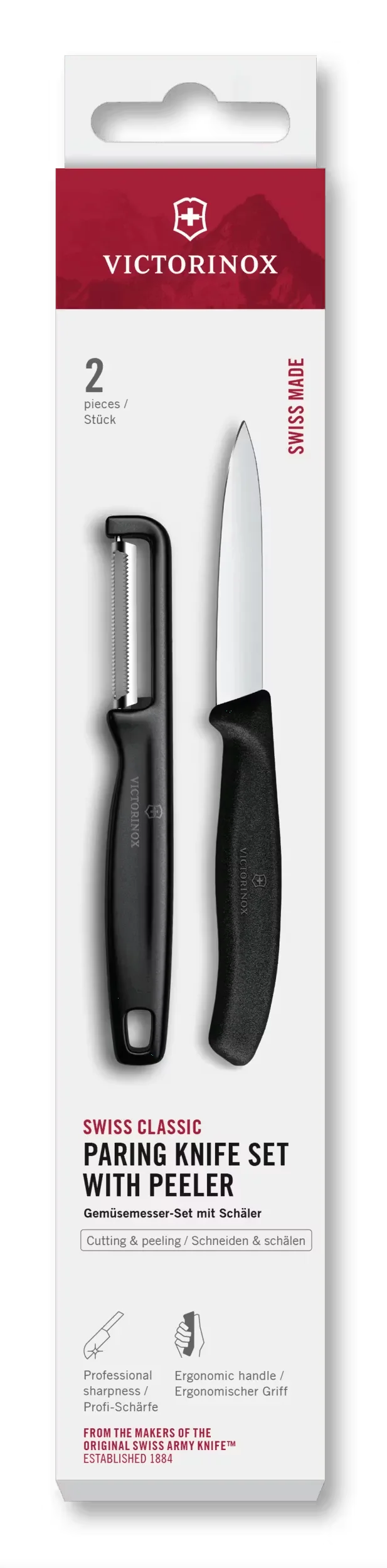 Ensemble de couteaux éplucheur Victorinox Swiss Classic Noir 2 pièces - Couteau d'Office & Éplucheur droit